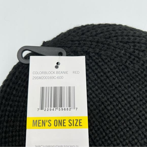 Spyder Colorblock Black Red Knit Beanie Heat Men’s One Size - Picture 3 of 5